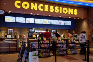 The concessions stand in the lobby.