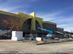 Temporary fencing surrounds the theater entrance. - , Utah