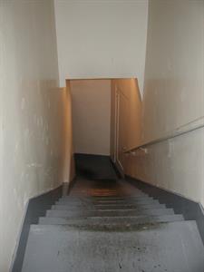 Looking down the stairs to the landing outside the fan room. - , Utah