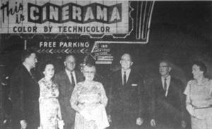 Dignitaries stand in front of the Villa's island marquee at the premiere of 'This is Cinerama.' - , Utah
