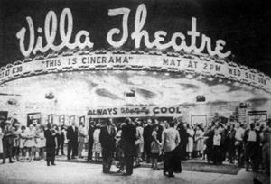 "CROWDS AT CINERAMA OPENING - Enthusiastic crowds gathered outside the Villa Theater Friday night for the premiere of "This is Cinerama " First time it has appeared in the Mountain West." - , Utah