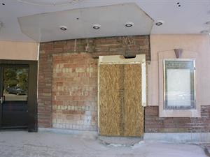 The expanded Carmike ticket booth was removed in September 2004 as part of the renovation to turn the Villa Theatre into a showroom for Adib's Rug Gallery.  The outline of the 1996 ticket booth can still be seen on the ceiling. - , Utah