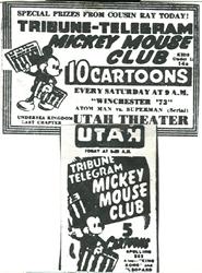 Advertisements for the Mickey Mouse Club at the Utah Theatre