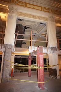 Red beams were added to support the mezzanine floor after an escalator was added during the 1968 remodel. - , Utah