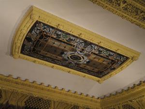 A stained glass "skylight" on the ceiling of the upper auditorium. - , Utah