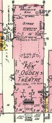The Ogden Theatre on a 1950 Sanborn map.