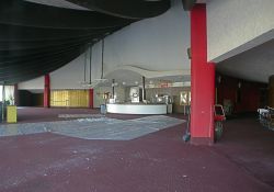 Looking across the lobby of the Cinedome 70 theater