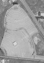 An aerial photo of the North Star Drive-In in 1997.  One screen faced north and the other southwest.
Image courtesy of the US Geological Survey, 1 October 1997