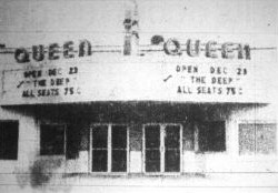 A photo of the entrance and marquee of the Queen Theater in 1997, with the caption: 'Closed for several weeks, Queen will reopen tonight.'