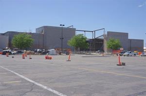 The front side of the theater before completion of the lobby walls. - , Utah