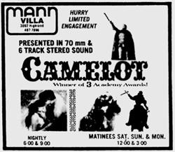 'Camelot' in 70mm 6 track stereo sound at the Mann Villa Theatre. - , Utah