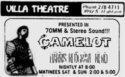 'Camelot' in 70mm Stereo Sound at the Villa Theatre. - , Utah