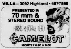 'Camelot', presented in 70mm & Stereo Sound at the Villa. - , Utah