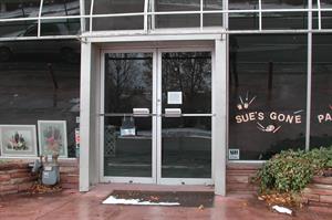 The front doors of the Villa Theatre's empty store, after the Apple Yard Art closed. - , Utah