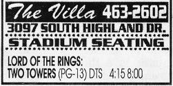 Newspaper advertisement for 'The Villa' at 3097 South Highland Dr, with phone number 463-2602. - , Utah