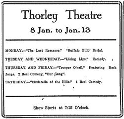 Weekly schedule of films for the Thorley Theatre in 1923. - , Utah