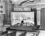 A display for KDYL-NBC sits in one of the lower box seats. - , Utah