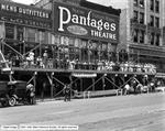 A sign reads, 'Future Home, New Pantages Theatre, Now Under Construction, Absolutely Fireproof.' - , Utah