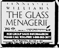 Advertisement for 'The Glass Menagerie', one of the last two films to play at the Utah Theatre. - , Utah