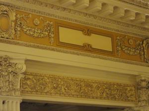 Detail on the wall above the mezzanine in the middle of the east wall of the lobby. - , Utah
