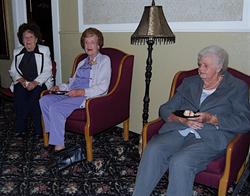 Louise Sorenson, Phyllis Greener and Carol Anderson sit in in the lobby of the Casino Star Theatre. - , Utah