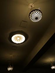 Each of the three ceiling sections has two basket lights and a center medallion. - , Utah