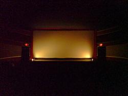 The screen of the Kamas Theater, with exit doors on either side. - , Utah