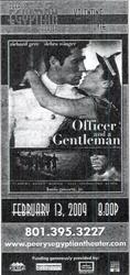 Newspaper ad for 'An Officer and a Gentleman' at the Perry's Egyptian Theatre in 2009.