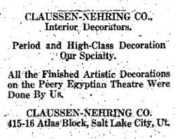 Contractor advertisement for Claussen-Nehring Company. - , Utah