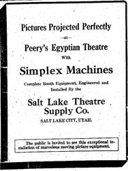 Contractor ad for Salt Lake Theatre Supply, Co. - , Utah