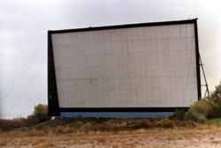One of the screens of the Riverdale Drive-In, probably taken not long before it was dismantled in 1985.q