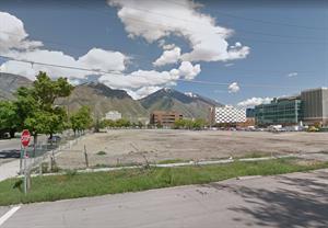 Looking across the empty lot from the west, after the theater was demolished. - , Utah