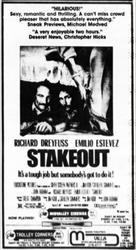 'Stakeout', in 70mm at Trolley Corners and the Villa Theatre. - , Utah