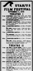 The first half of a newspaper ad for the Sundance Film Festival at Trolley Corners, then known as the Utah/US Film Festival. - , Utah