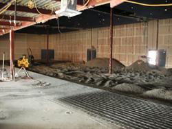 Gravel and steel mesh were used to level the sloped auditorium floors. - , Utah