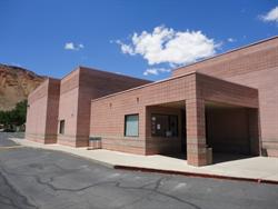 The entrance is along the south side of the building, with two auditoriums on the west and one on the east. - , Utah