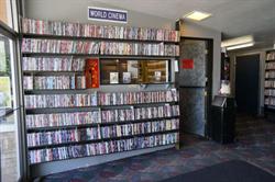 The "Word Cinema" video section covers the wall of an office on the left side of the lobby. - , Utah