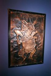 A copper drawing of an elephant, on the right closet door. - , Utah