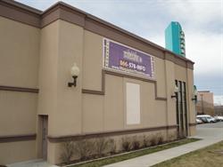 A banner for the Megaplex 8, on the east wall of theater. - , Utah