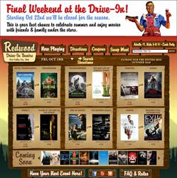 Final e-mail advertisement for the Redwood Drive-In, before it closed for the 2012 season. - , Utah