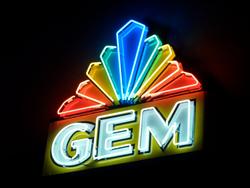 The original Gem sign, now on the south exterior wall of the theater. - , Utah