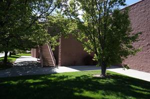 Shady lawn along the south side of the theater. - , Utah