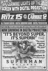 Newspaper ad for Superman Returns with text 'Carmike lights up the screen with digital projection' - , Utah