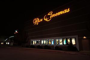 The Ritz Cinemas sign, with 15 poster cases below and the theater entrance in the far left. - , Utah