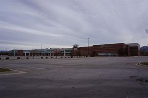 A rare view of the theater complex:  an empty parking lot with no cars obstructing the way. - , Utah