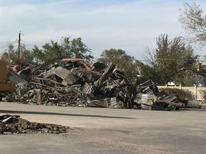 A large pile of metallic debris gathered at the north end of the parking lot. - , Utah