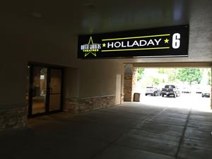 A sign for the Water Gardens Holladay 6 marks the theater entrance. - , Utah
