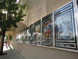Poster cases along the south wall of the building. - , Utah