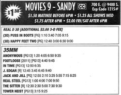 Advertisement for the Sandy Movies 9 after two screens were converted for digital projection. - , Utah
