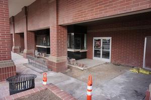 Cut concrete around the entrance, indicating the lobby may be expanded and the ticket counter moved indoors. - , Utah